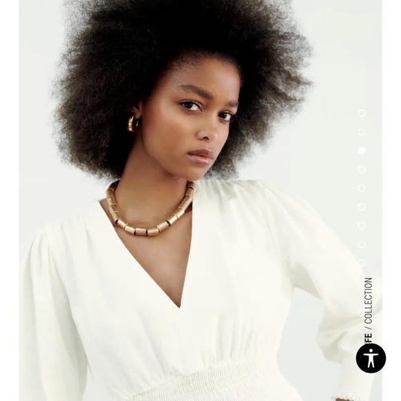 ZARA OYSTER WHITE LINEN BLEND DRESS SIZE SMALL FITS UP TO A MEDIUM - Picture 5 of 11